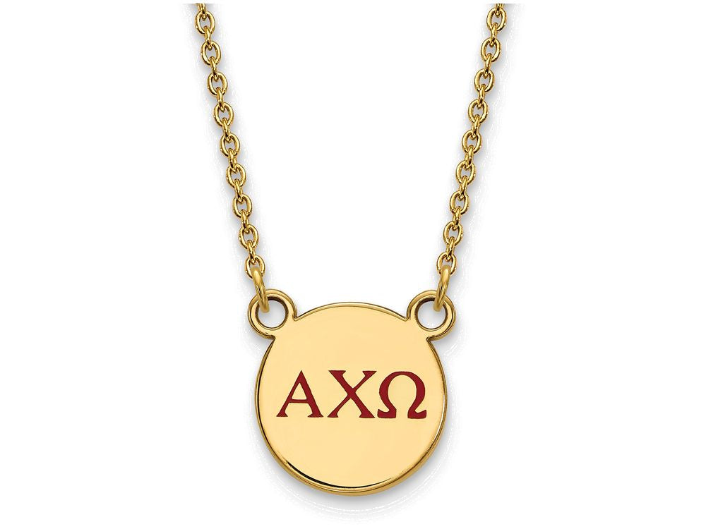 Logoart Sterling Silver Gp Alpha Chi Omega Small Enamel Pendant Necklace