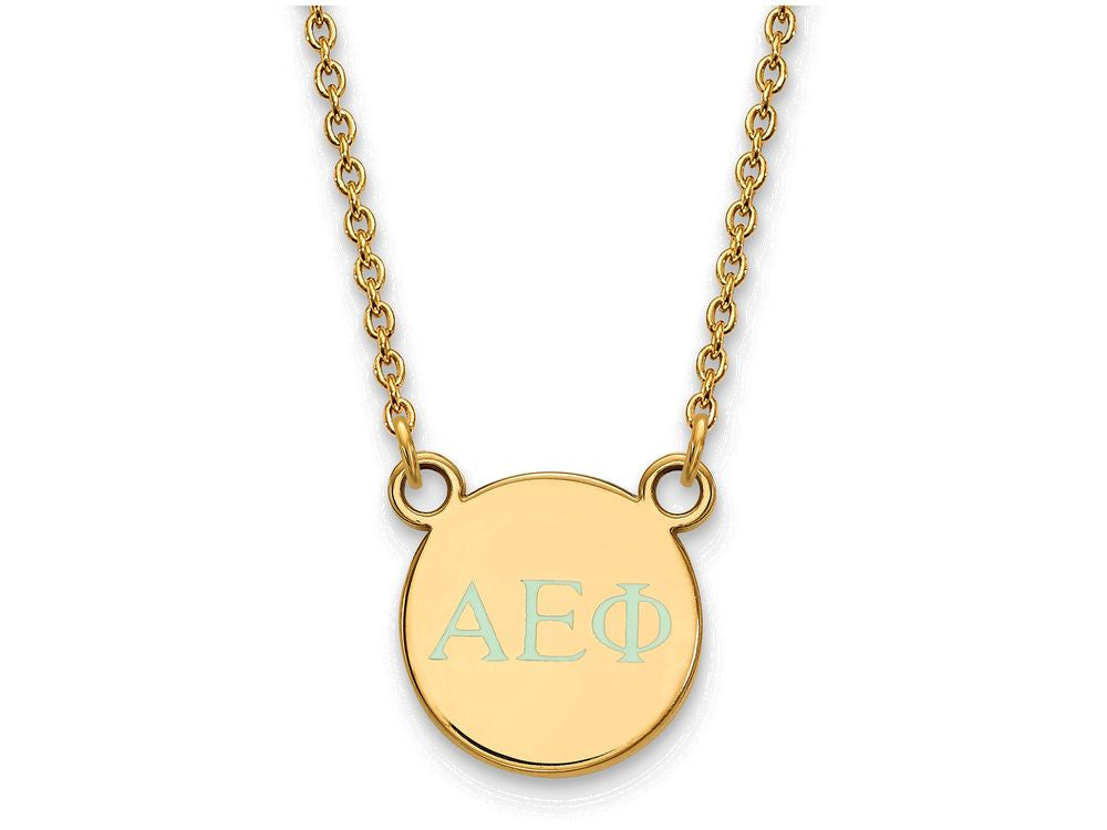 Logoart Sterling Silver Gp Alpha Epsilon Phi Extra Small Enamel Pendant Necklace