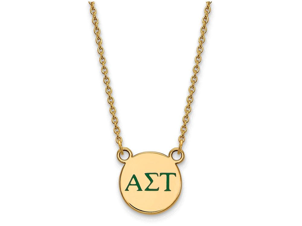 Logoart Sterling Silver Gp Alpha Sigma Tau Small Enamel Pendant Necklace