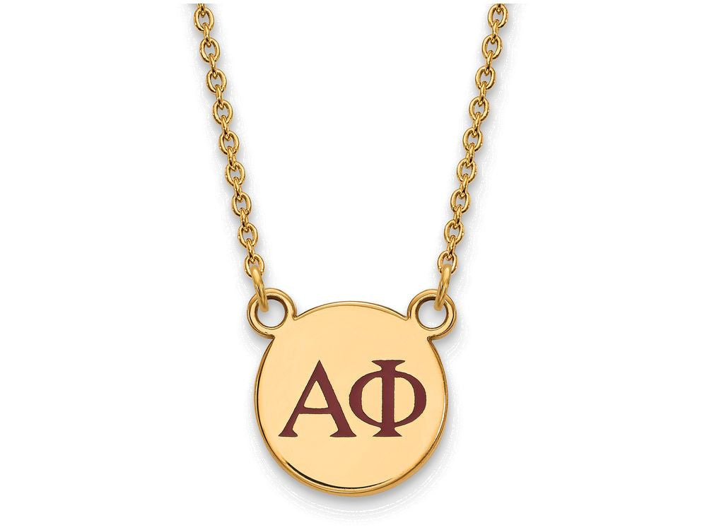 Logoart Sterling Silver Gp Alpha Phi Small Enamel Pendant Necklace