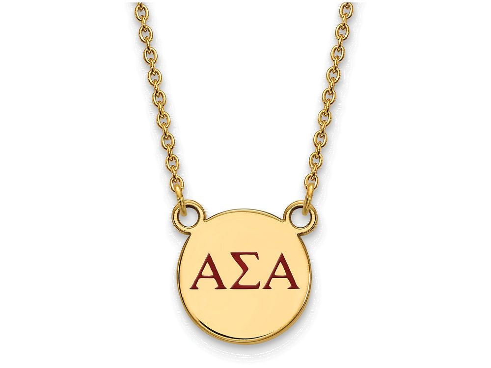 Logoart Sterling Silver Gp Alpha Sigma Alpha Small Enamel Pendant Necklace