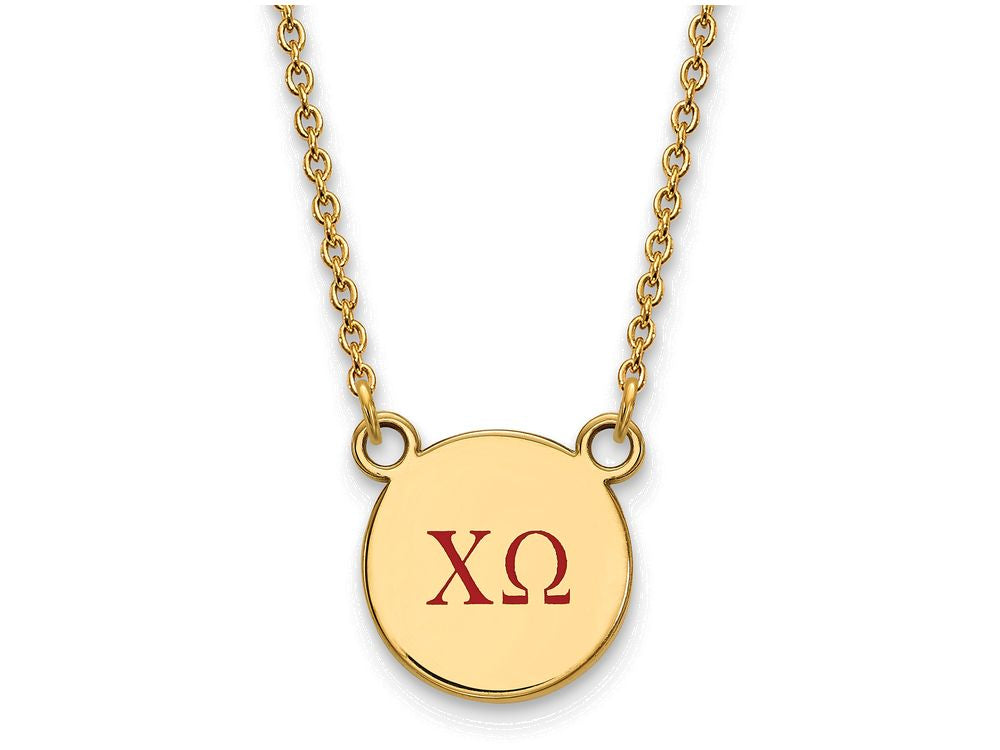 Logoart Sterling Silver Gp Chi Omega Small Enamel Pendant Necklace