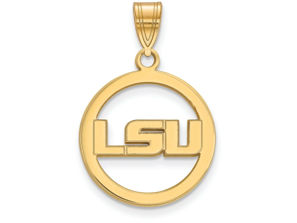 Logoart Sterling Silver Gp Louisiana State University Med Pendant In Circ