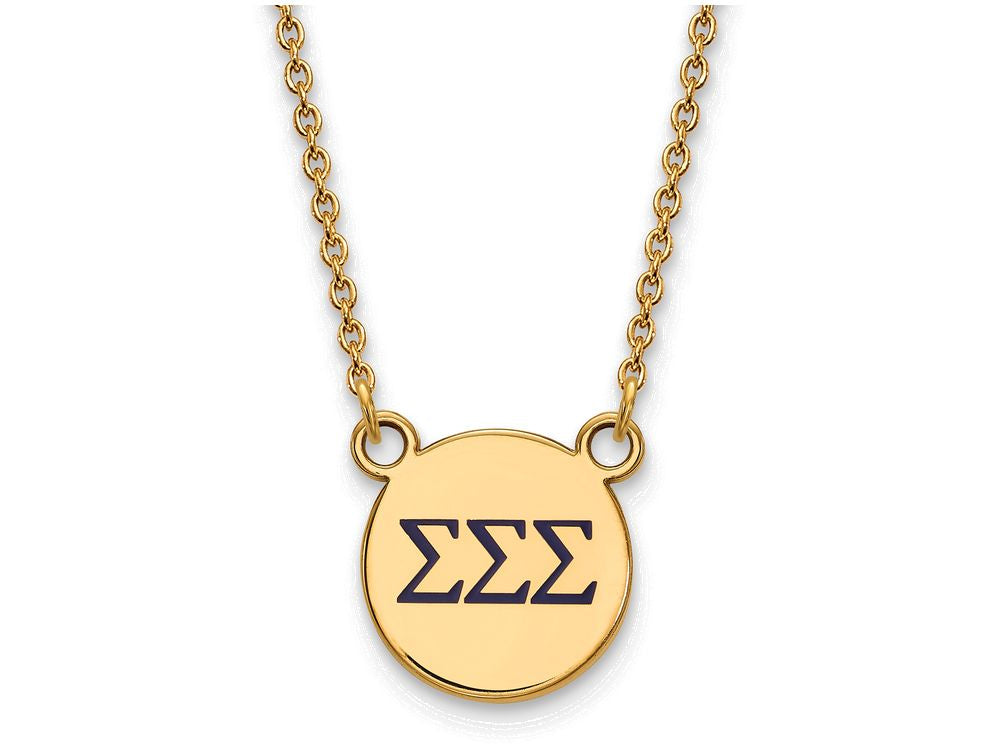 Logoart Sterling Silver Gp Sigma Sigma Sigma Small Enamel Pendant Necklace
