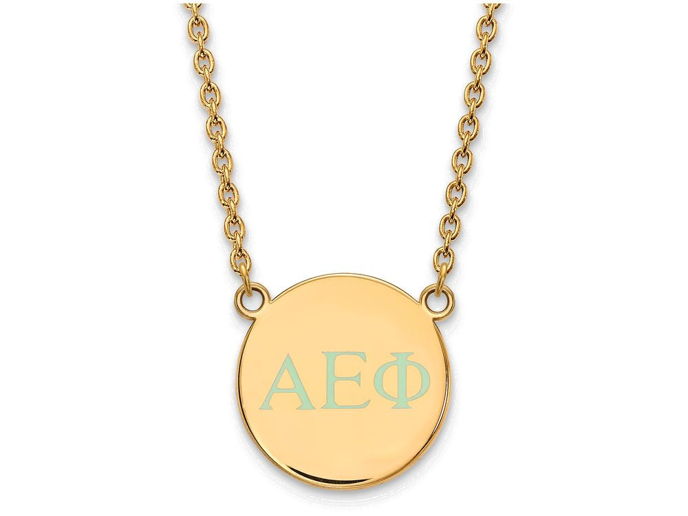 Logoart Sterling Silver Gp Alpha Epsilon Phi Small Enamel Pendant Necklace
