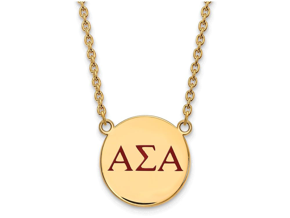 Logoart Sterling Silver Gp Alpha Sigma Alpha Large Enamel Pendant Necklace