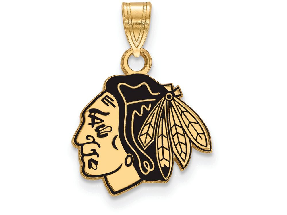 Sterling Silver Gp Nhl Logoart Chicago Blackhawks Small Enamel Pendant