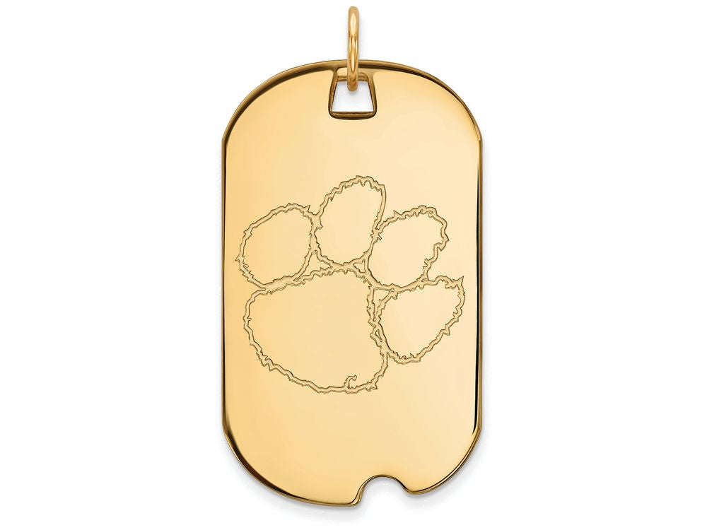 Logoart Sterling Silver Gp Clemson University Large Dog Tag Pendant Necklace