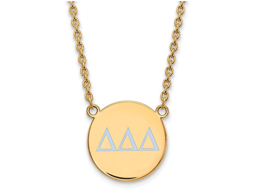 Logoart Sterling Silver Gp Delta Delta Delta Large Enamel Pendant Necklace