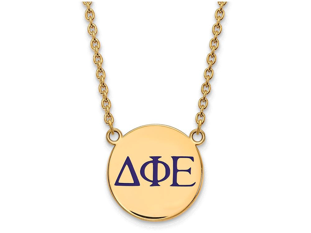 Logoart Sterling Silver Gp Delta Phi Epsilon Large Enamel Pendant Necklace