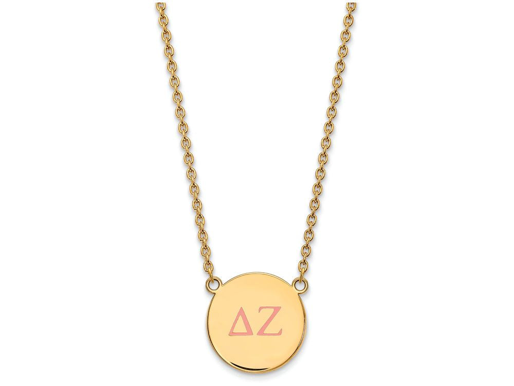 Logoart Sterling Silver Gp Delta Zeta Large Enamel Pendant Necklace