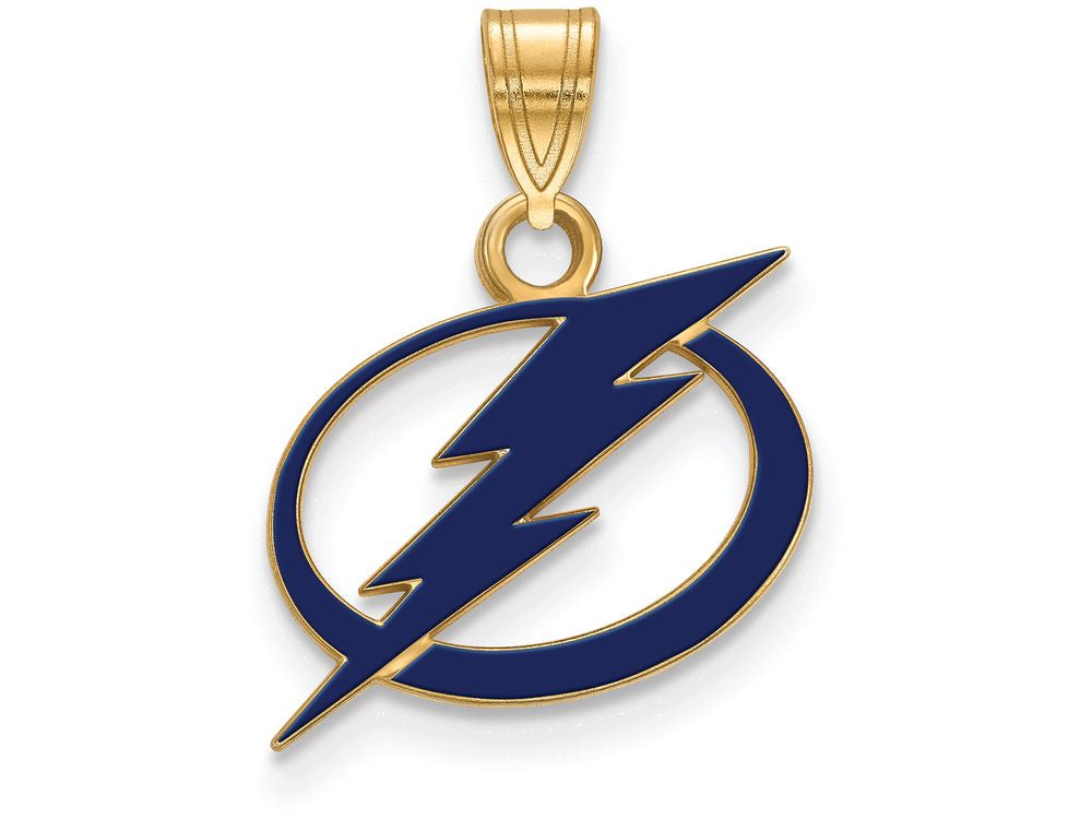 Sterling Silver Gp Nhl Logoart Tampa Bay Lightning Small Enamel Pendant