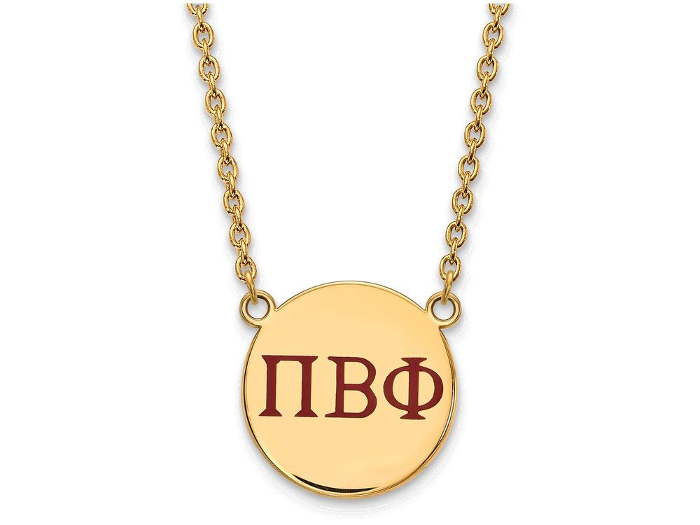 Logoart Sterling Silver Gp Pi Beta Phi Large Enamel Pendant Necklace