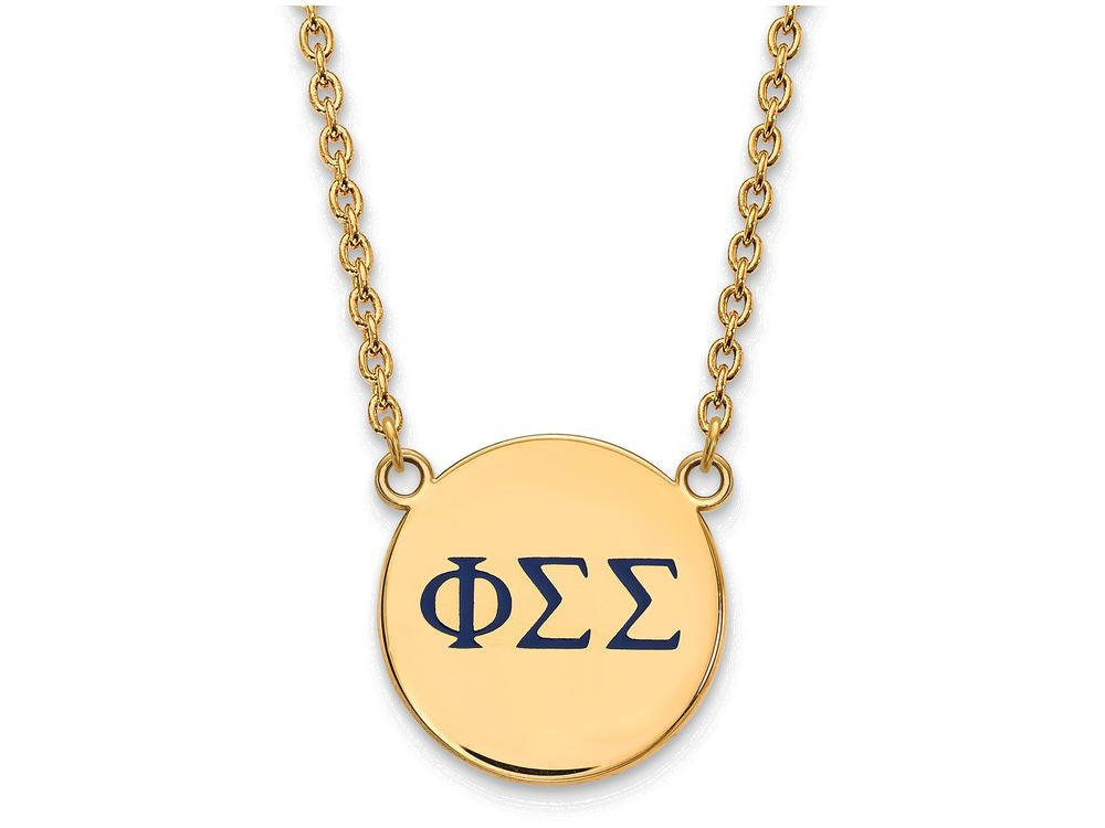Logoart Sterling Silver Gp Phi Sigma Sigma Largel Enamel Pendant Necklace