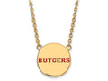 Logoart Sterling Silver Gp Rutgers Large Enamel Disc Necklace