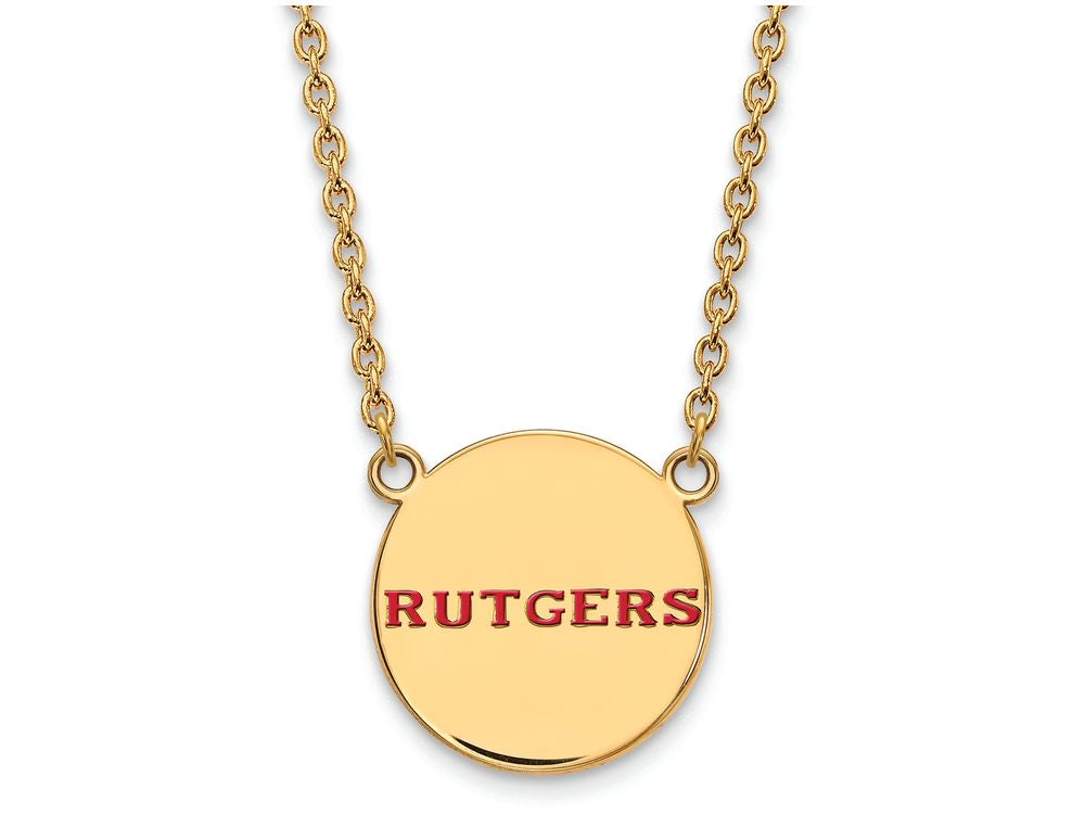 Logoart Sterling Silver Gp Rutgers Large Enamel Disc Necklace