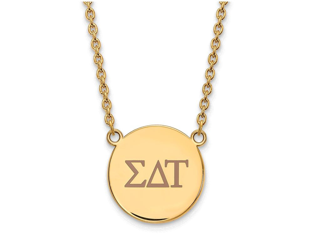 Logoart Sterling Silver Gp Sigma Delta Tau Large Enamel Pendant Necklace