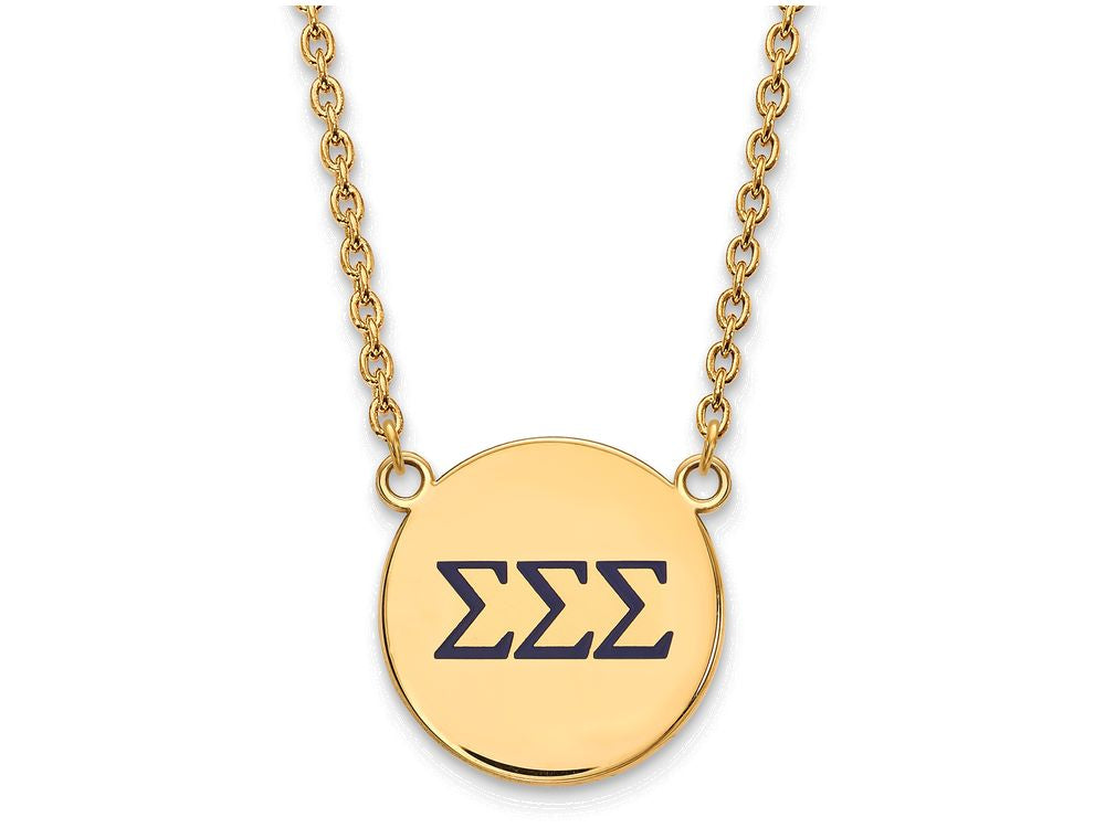 Logoart Sterling Silver Gp Sigma Sigma Sigma Large Enamel Pendant Necklace