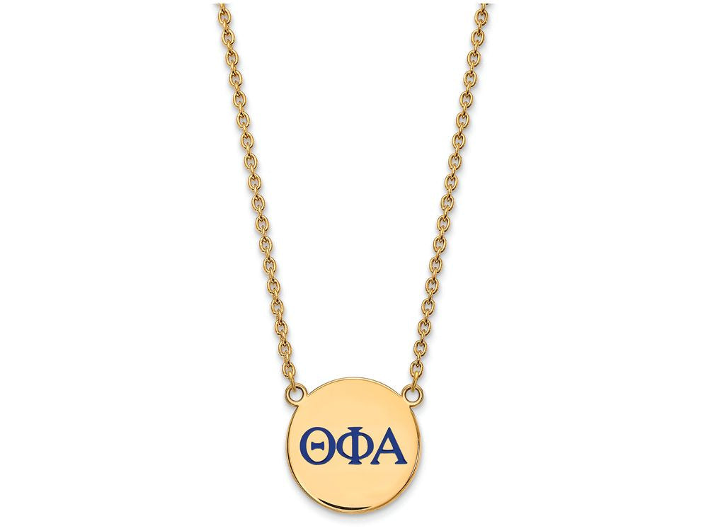 Logoart Sterling Silver Gp Theta Phi Alpha Large Enamel Pendant Necklace