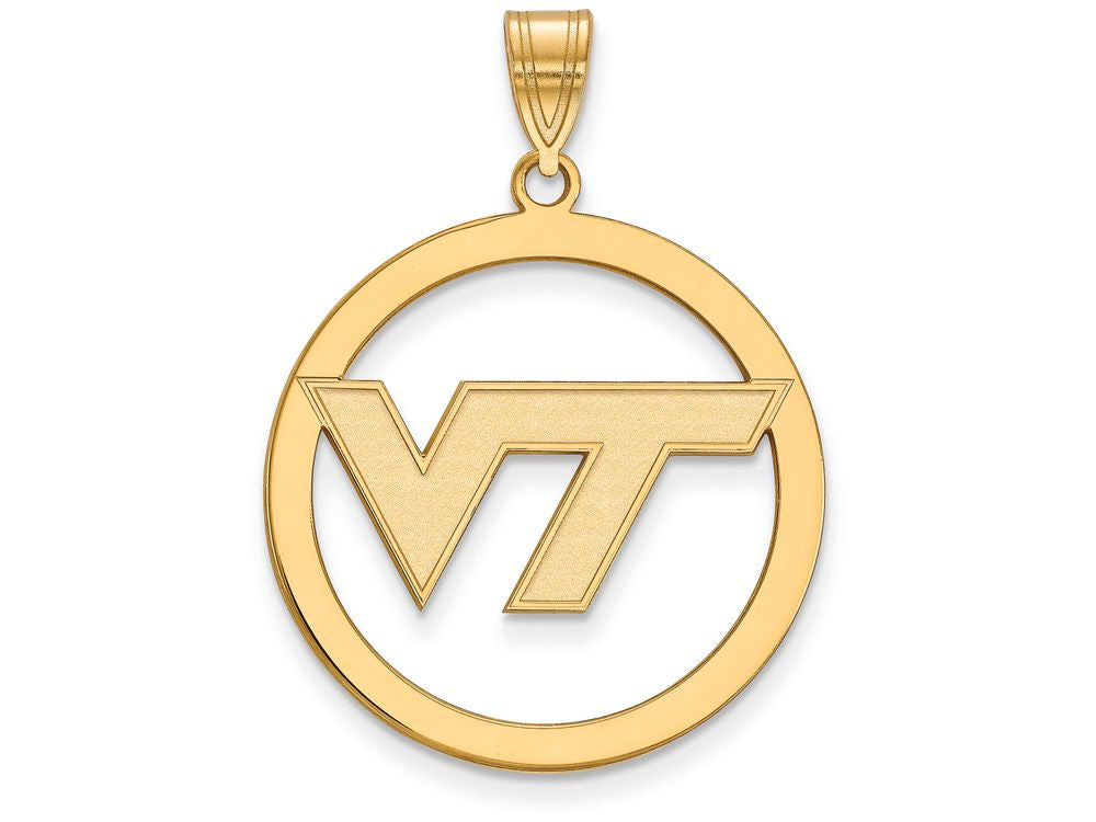 Logoart Sterling Silver Gp Virginia Tech Extra Large  Pendant In Circle