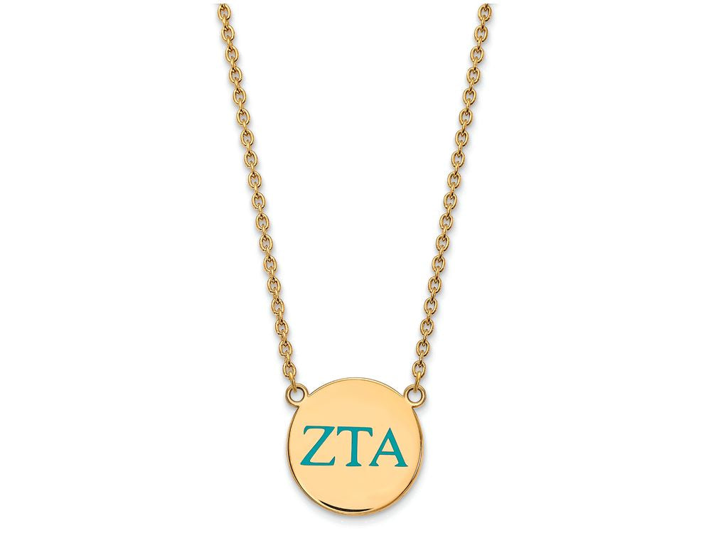 Logoart Sterling Silver Gp Zeta Tau Alpha Large Enamel Pendant Necklace
