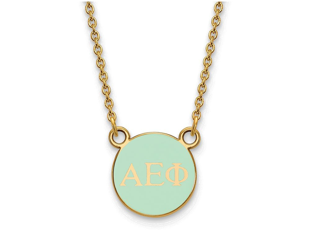 Logoart Sterling Silver Gp Alpha Epsilon Phi Extra Small Enamel Pendant Necklace