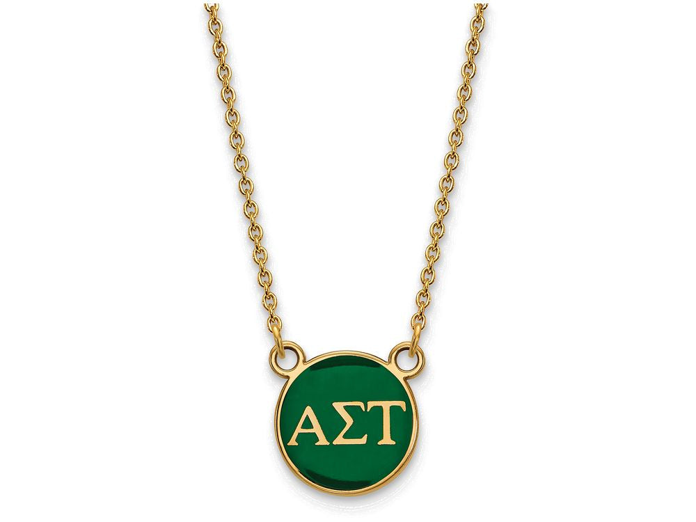 Logoart Sterling Silver Gp Alpha Sigma Tau Small Enamel Pendant Necklace