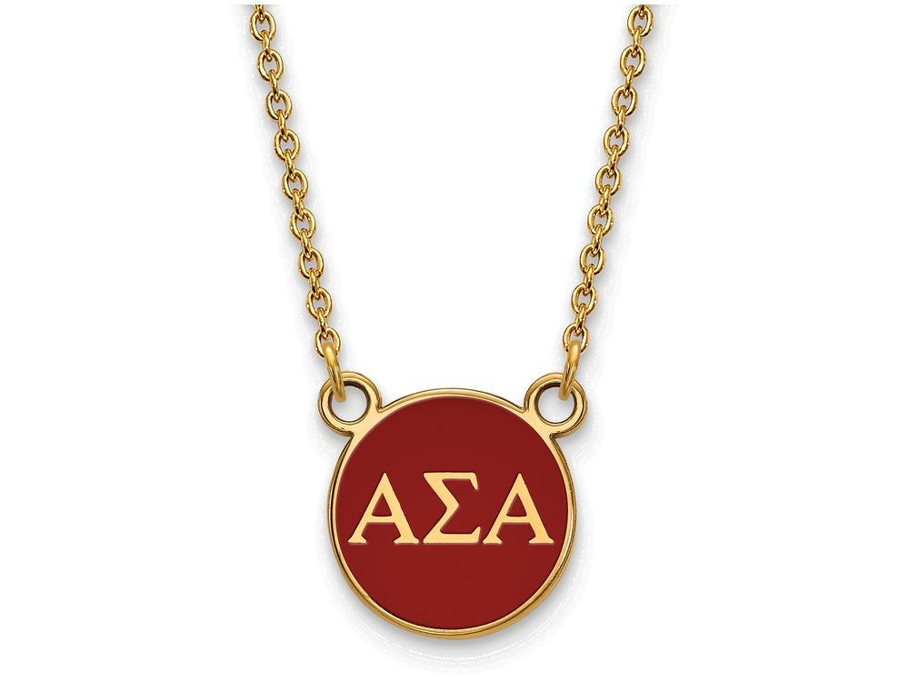 Logoart Sterling Silver Gp Alpha Sigma Alpha Small Enamel Pendant Necklace