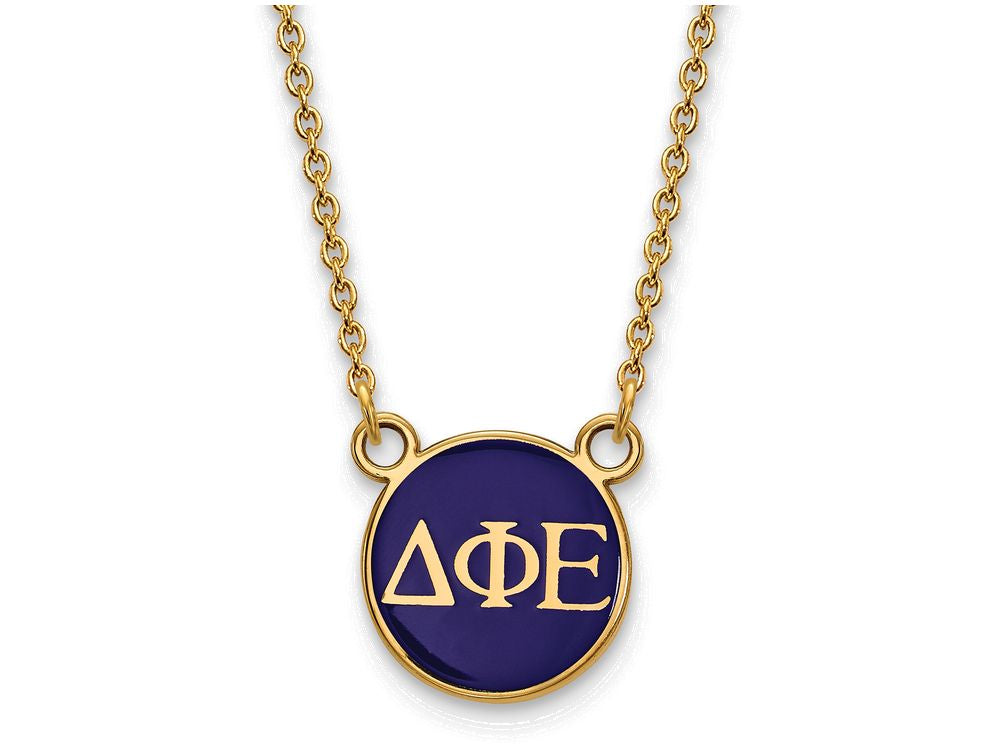 Logoart Sterling Silver Gp Delta Phi Epsilon Small Enamel Pendant Necklace