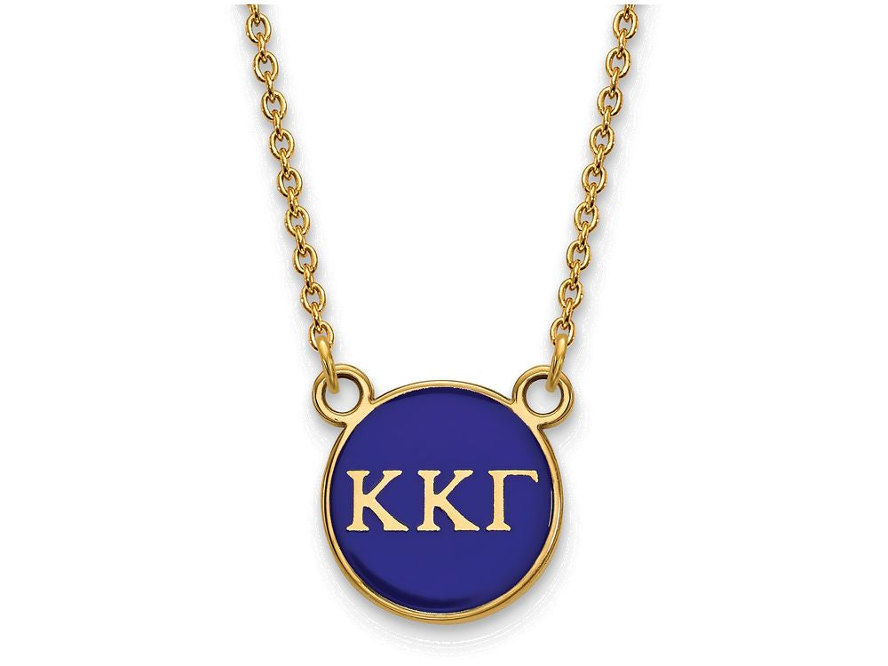 Logoart Sterling Silver Gp Kappa Kappa Gamma Small Enamel Pendant Necklace