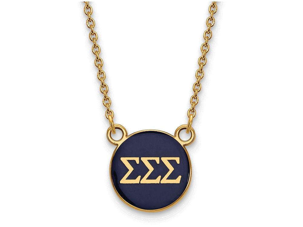 Logoart Sterling Silver Gp Sigma Sigma Sigma Small Enamel Pendant Necklace