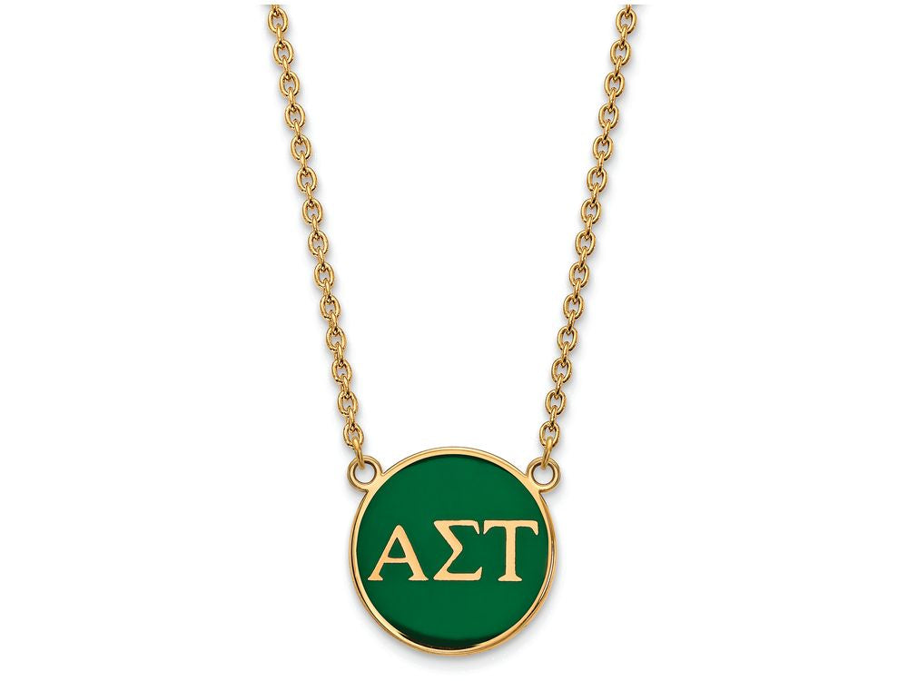 Logoart Sterling Silver Gp Alpha Sigma Tau Large Enamel Pendant Necklace