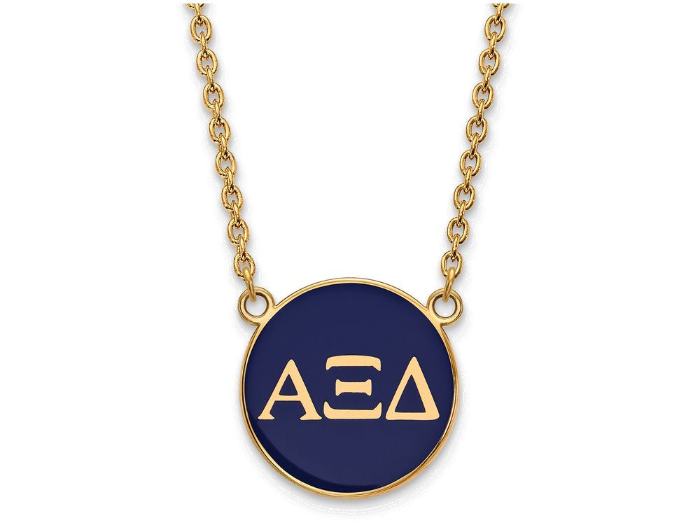 Logoart Sterling Silver Gp Alpha Xi Delta Large Enamel Pendant Necklace