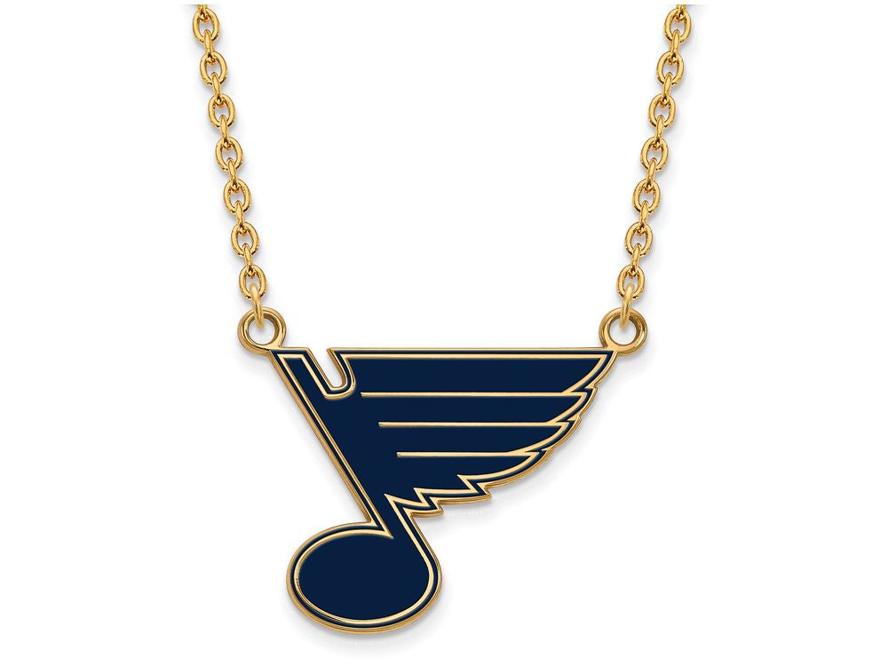 Sterling Silver Gp Nhl Logoart St. Louis Blues Large  Enamel Pendant Necklace