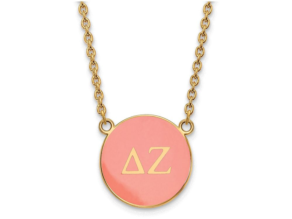 Logoart Sterling Silver Gp Delta Zeta Large Enamel Pendant Necklace