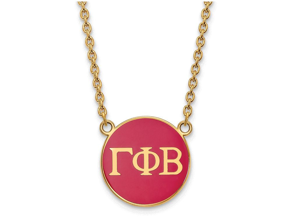Logoart Sterling Silver Gp Gamma Phi Beta Large Enamel Pendant Necklace