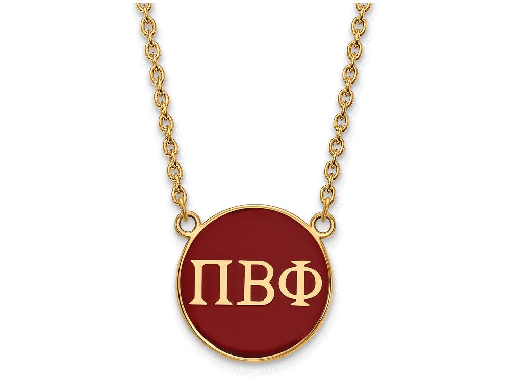 Logoart Sterling Silver Gp Pi Beta Phi Large Enamel Pendant Necklace