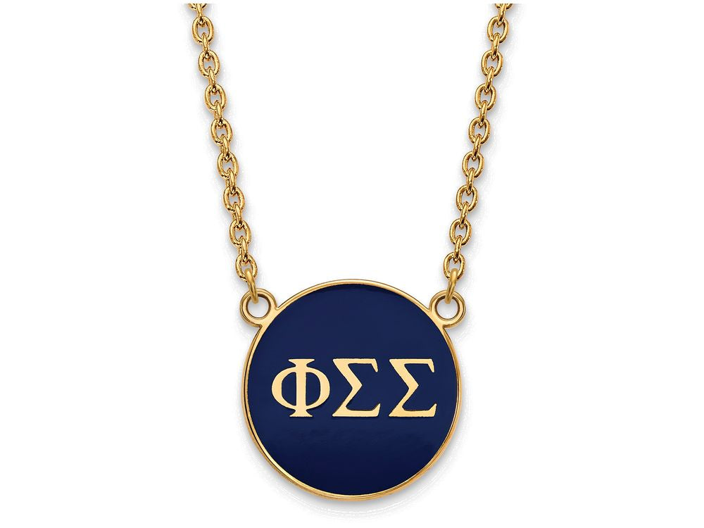 Logoart Sterling Silver Gp Phi Sigma Sigma Large Enamel Pendant Necklace