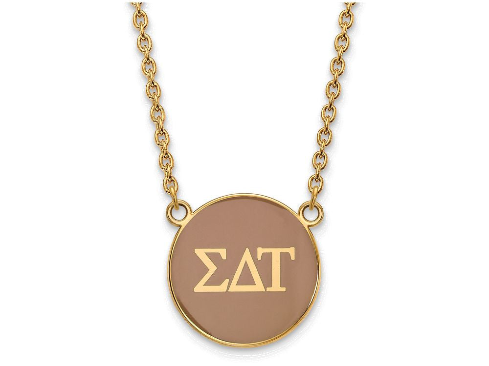 Logoart Sterling Silver Gp Sigma Delta Tau Large Enamel Pendant Necklace