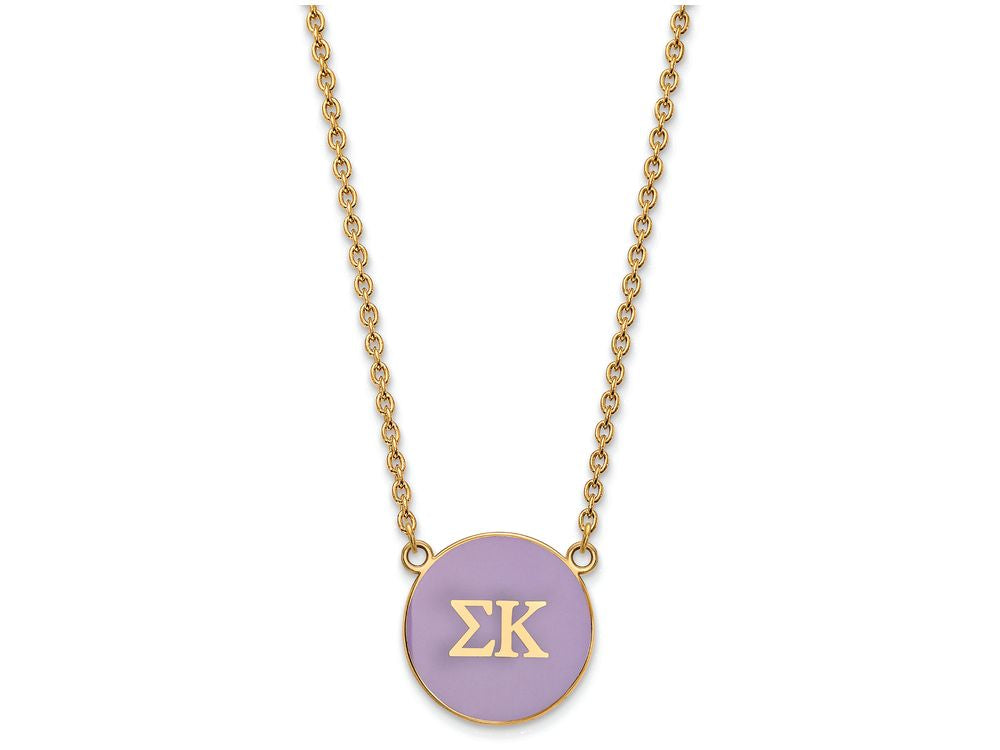 Logoart Sterling Silver Gp Sigma Kappa Large Enamel Pendant Necklace