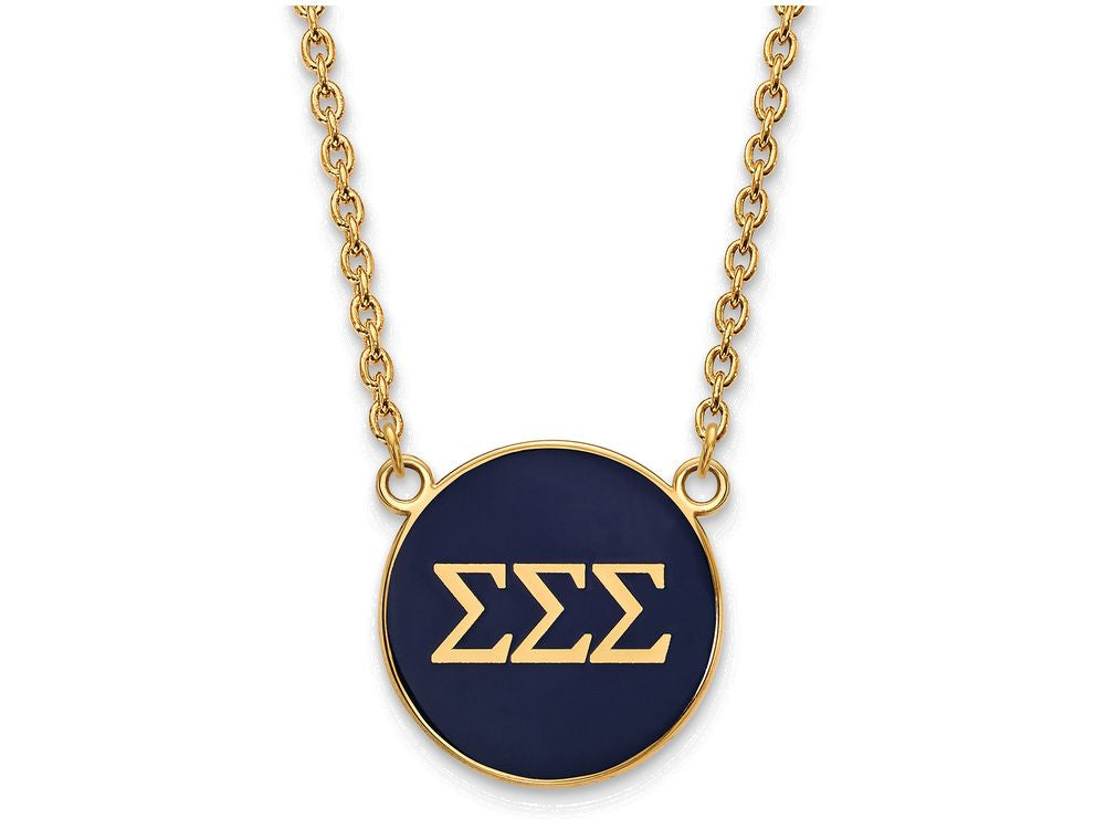 Logoart Sterling Silver Gp Sigma Sigma Sigma Large Enamel Pendant Necklace