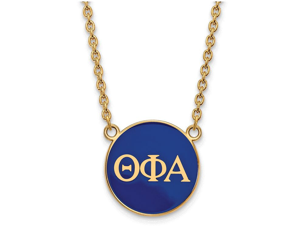 Logoart Sterling Silver Gp Theta Phi Alpha Large Enamel Pendant Necklace