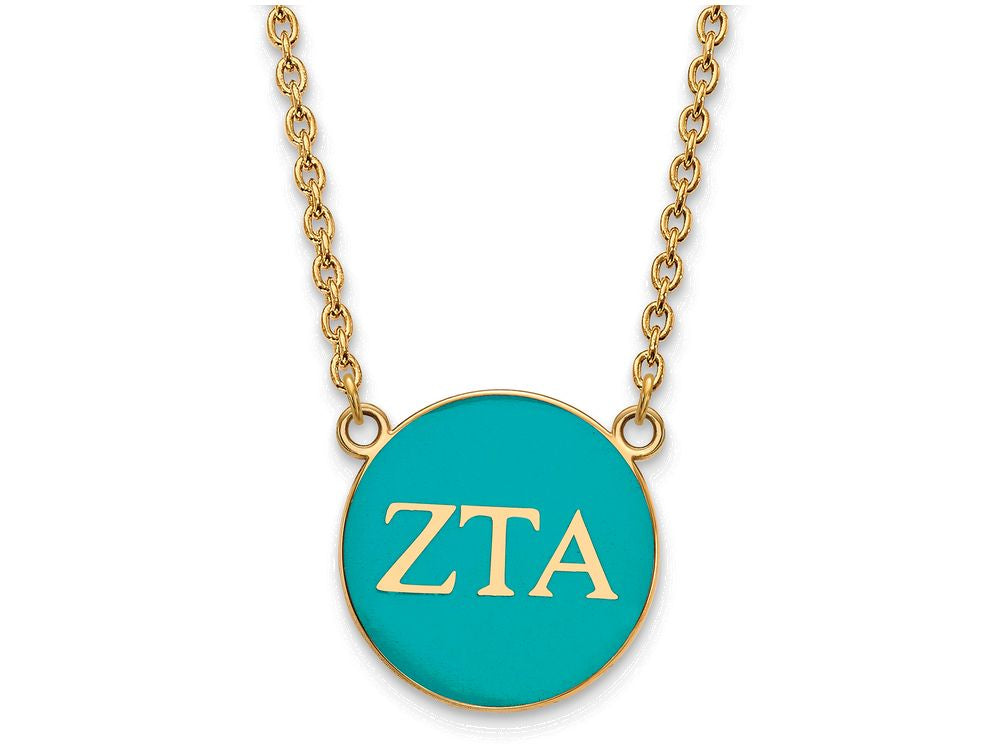 Logoart Sterling Silver Gp Zeta Tau Alpha Large Enamel Pendant Necklace