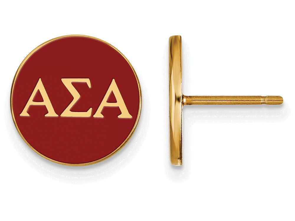 Logoart Sterling Silver Gp Alpha Sigma Alpha Enameled Post Earrings