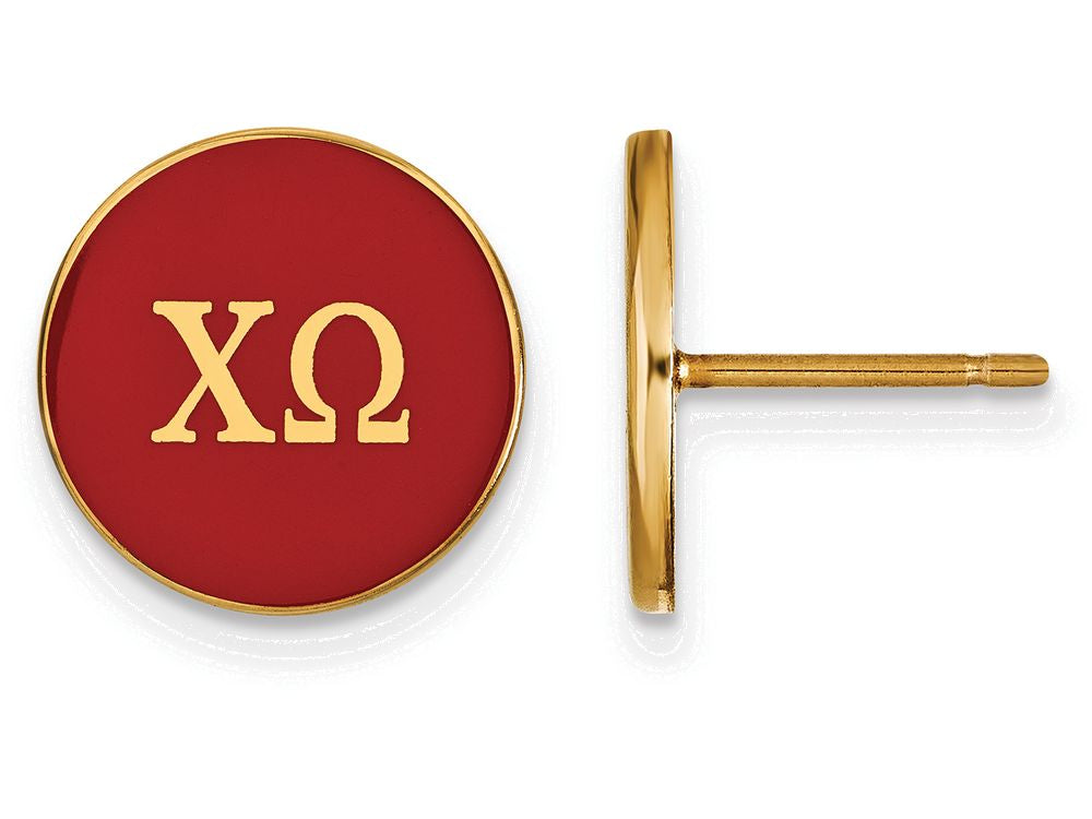 Logoart Sterling Silver Gp Chi Omega Enameled Post Earrings