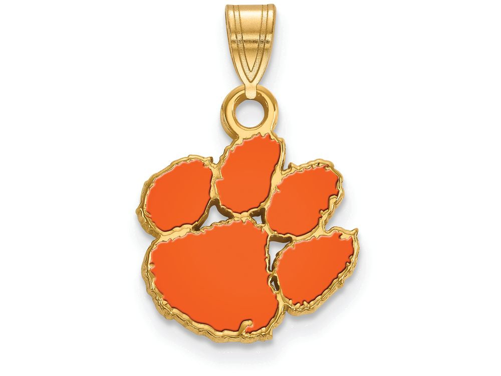 Logoart Sterling Silver Gp Clemson University Small Enamel Pendant