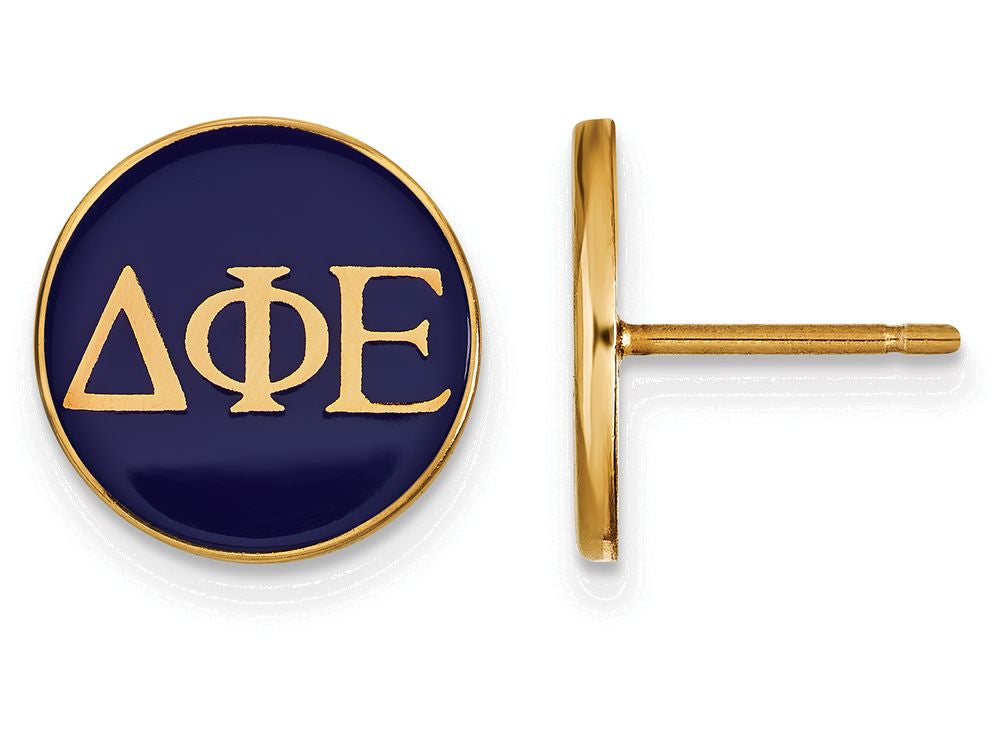 Logoart Sterling Silver Gp Delta Phi Epsilon Enameled Post Earrings