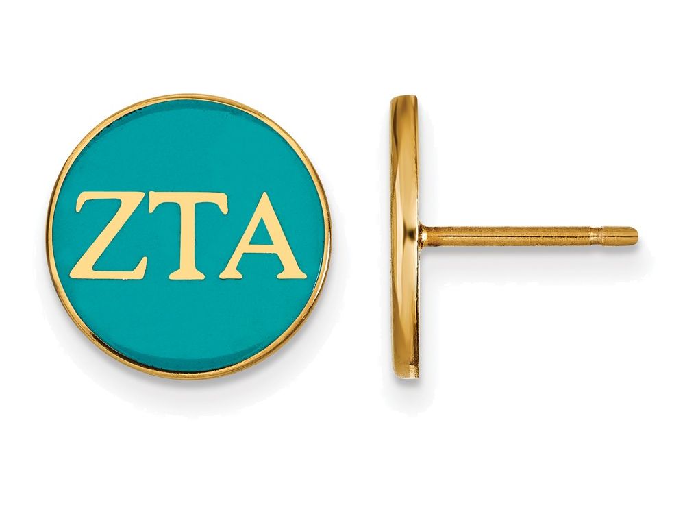 Logoart Sterling Silver Gp Zeta Tau Alpha Enameled Post Earrings