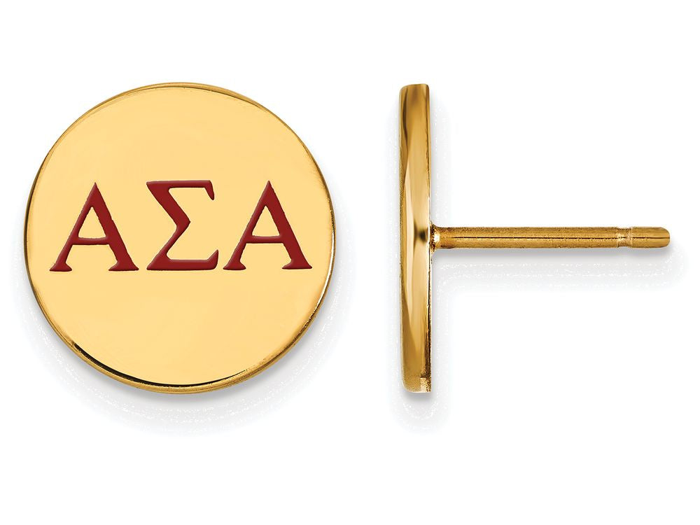 Logoart Sterling Silver Gp Alpha Sigma Alpha Enameled Post Earrings