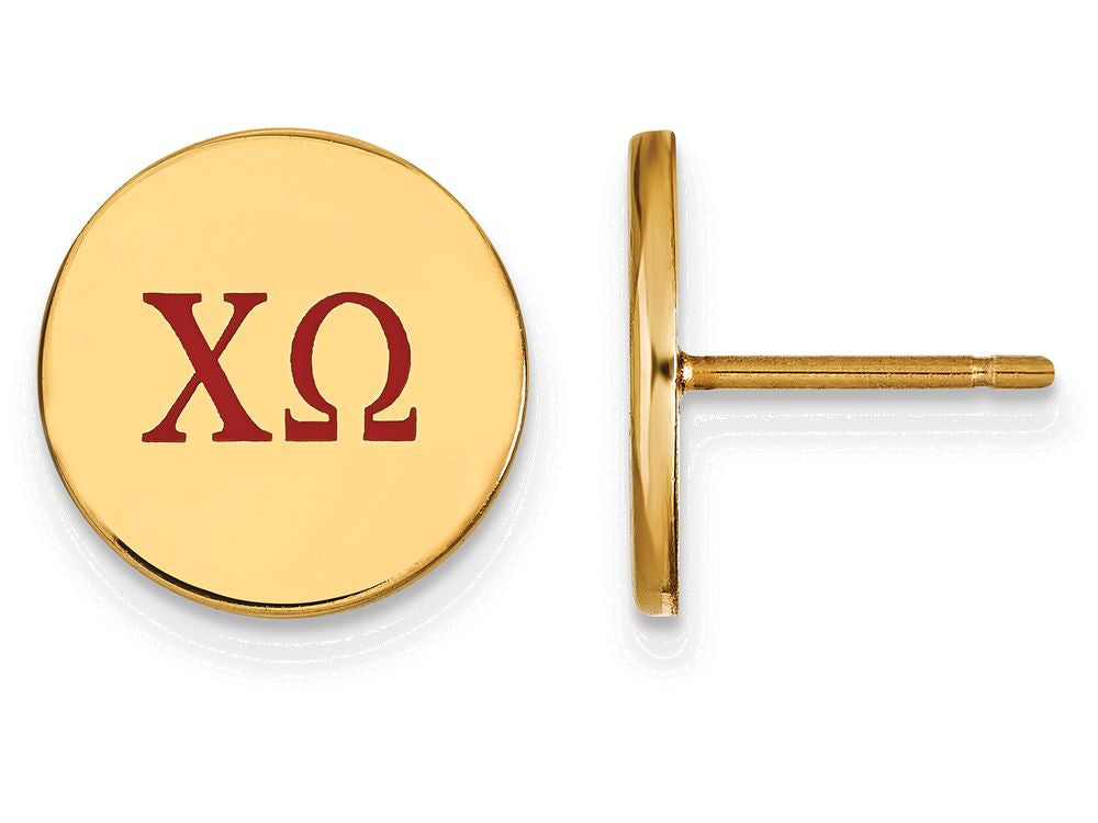 Logoart Sterling Silver Gp Chi Omega Enameled Post Earrings